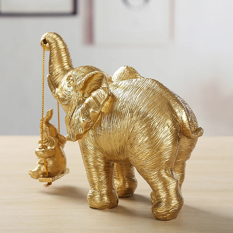 Handcrafted Resin Elephant Family Figurine
