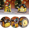 A festive Christmas house night light featuring a detailed wooden structure with warm LED glow.