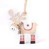 Hand-painted wooden deer ornament with antlers and red star details for Christmas tree décor