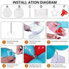 Installation diagram showing steps to assemble a reusable balloon arch kit with a base and fiber pole