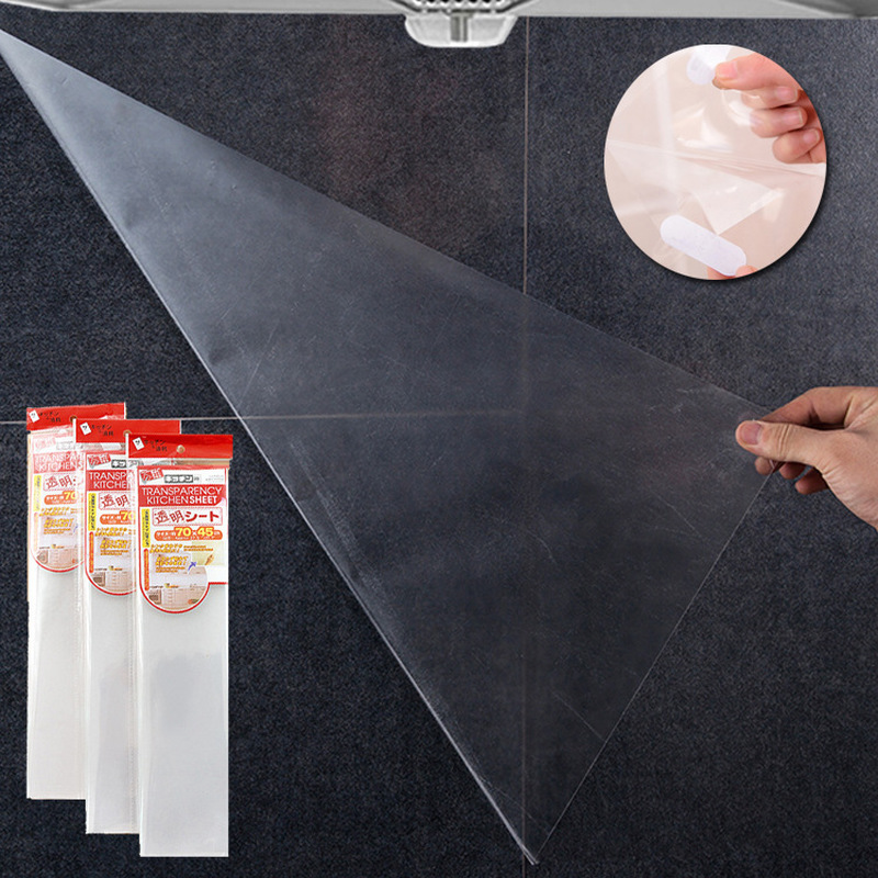 A clear film sheet is shown being applied to a dark surface, next to a hand demonstrating its use.