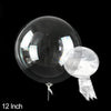 A clear PVC party balloon is shown against a black background.