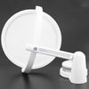 A white 360° rotating wall-mounted vanity mirror with an HD magnification lens.