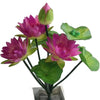 Artificial lotus flower bunch with pink and green accents featuring a small green frog