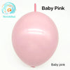 A single pink latex balloon with a stem, labeled Baby Pink.