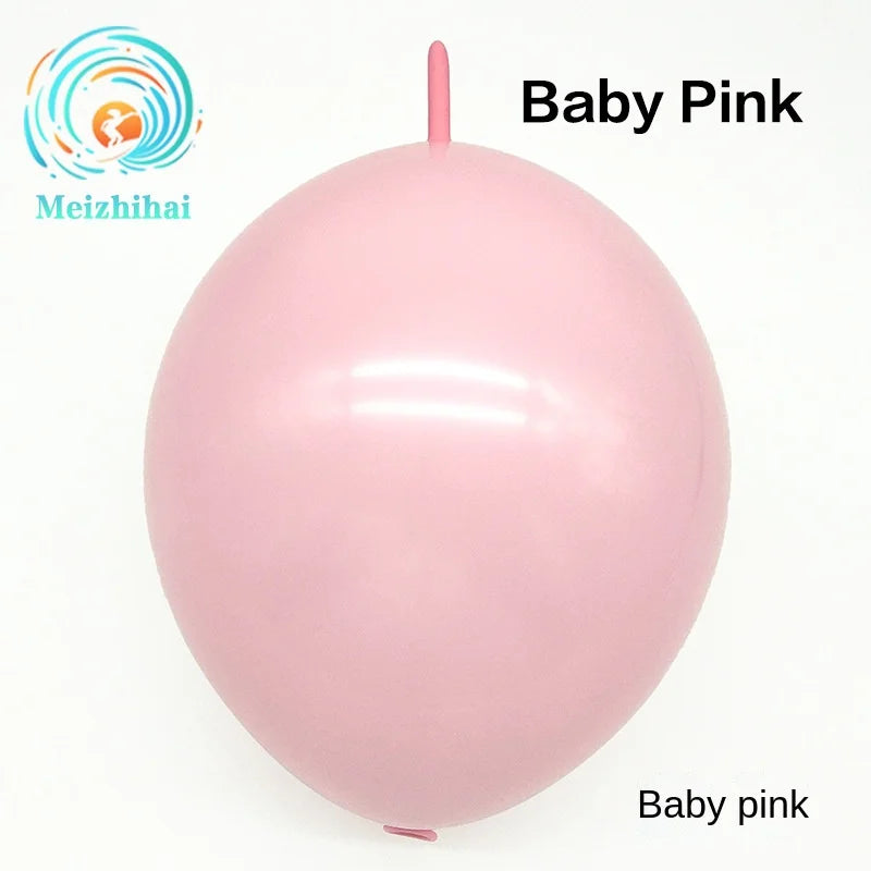 A single pink latex balloon with a stem, labeled Baby Pink.