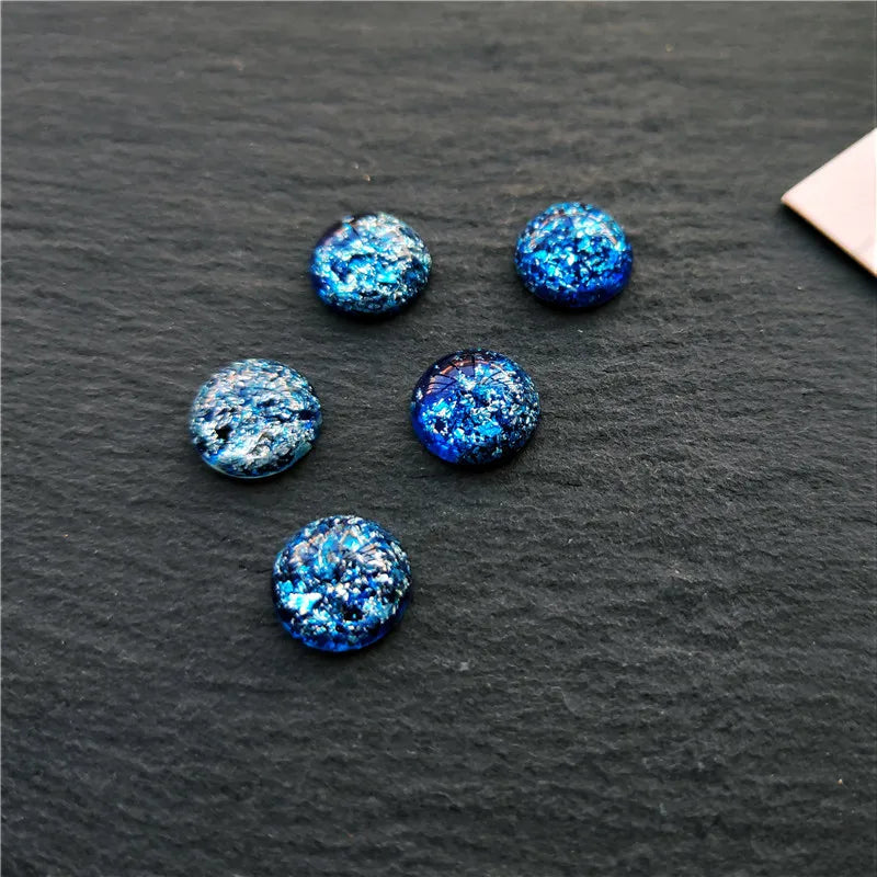 Round Resin Cabochons with Gold Foil for Jewelry Making