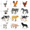 A set of realistic farm animal figurines including a turkey, goose, duck, and pig.