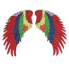 A pair of large sequin wing patches featuring a vibrant rainbow color gradient.