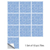 A set of ten blue mandala tile stickers for decorative wall art