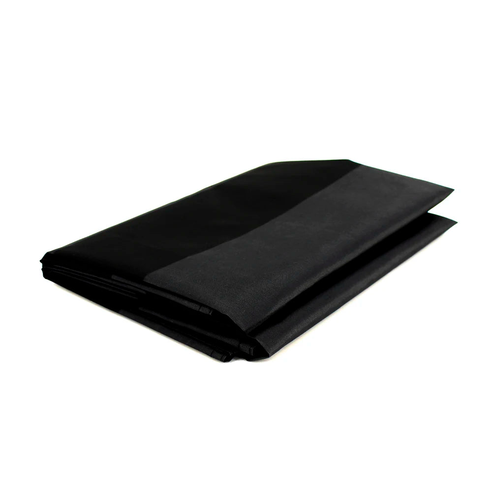 A folded black polyester American flag display.
