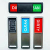 A set of four magnetic signs labeled Dirty, Clean, Dirty, and Clean for a dishwasher.