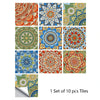 A set of ten colorful mandala tiles for decorative wall art