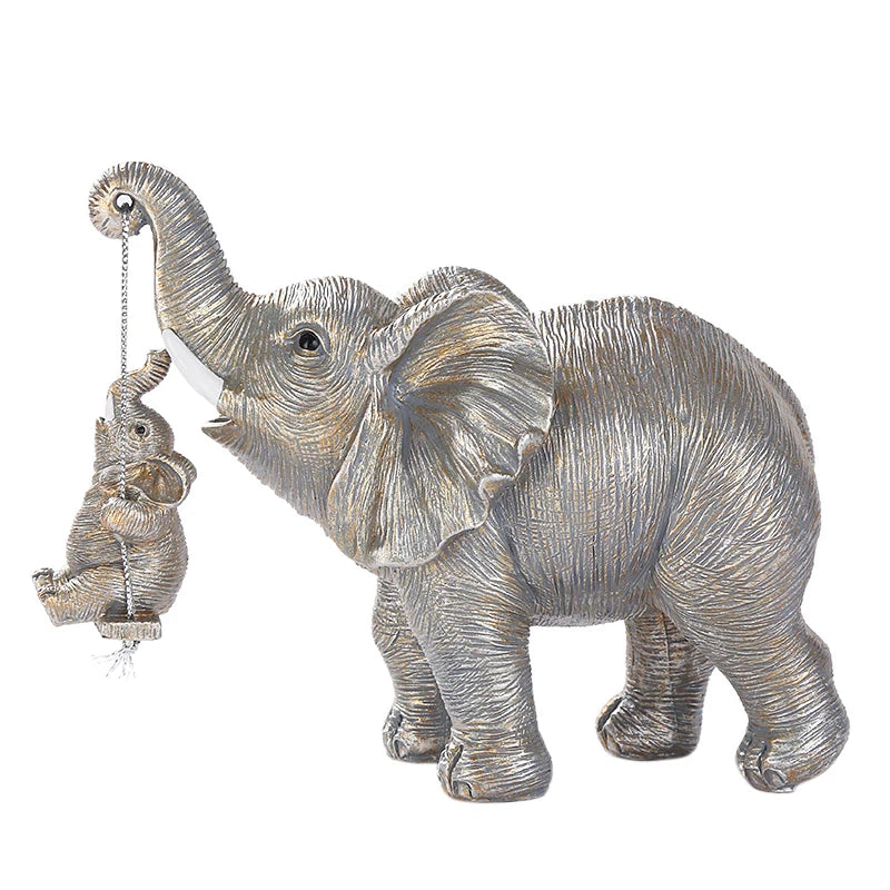 Handcrafted Resin Elephant Family Figurine