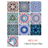 A collection of ten colorful mandala tiles for decorative wall art