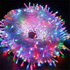 A spherical light decoration made of multicolored LED string lights for holiday decor