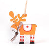 Hand-painted wooden deer ornament with antlers and festive markings for Christmas tree décor