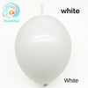 A white latex balloon is shown against a white background with the text white.