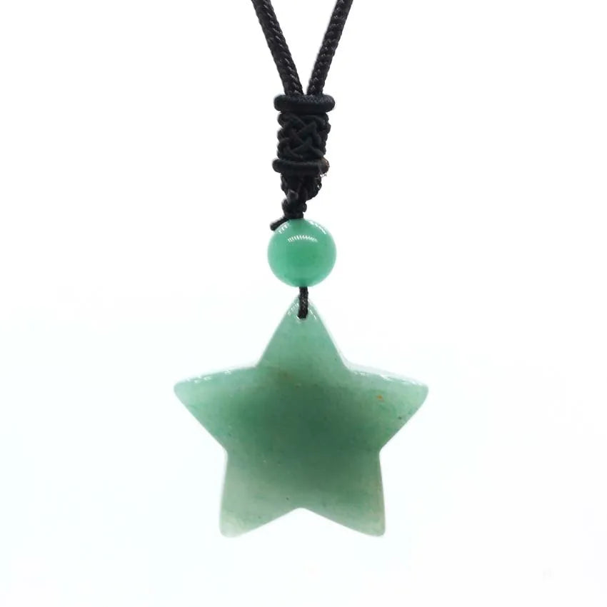 Natural Crescent Moon & Star Stone Pendant Necklace