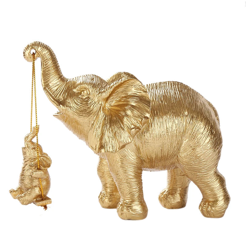 Handcrafted Resin Elephant Family Figurine