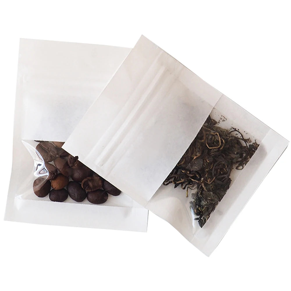 Reusable Kraft Paper Snack Bags with Clear Window