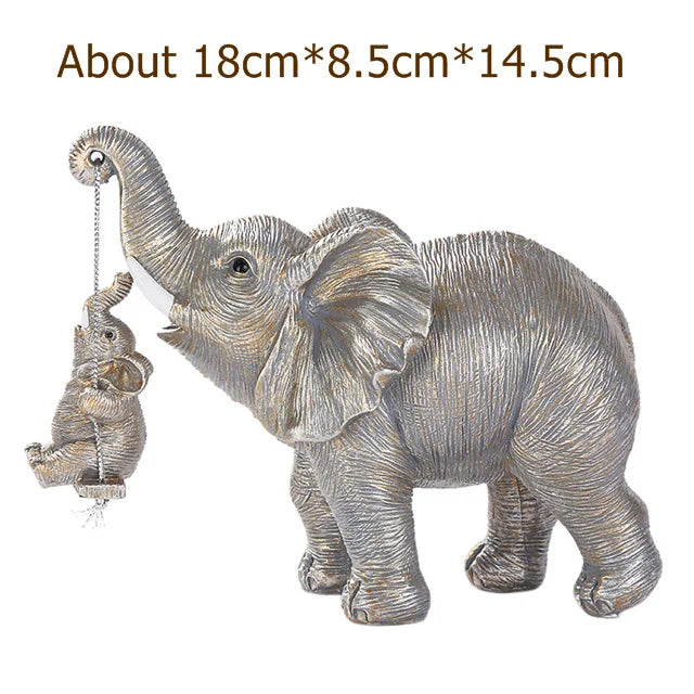 Handcrafted Resin Elephant Family Figurine