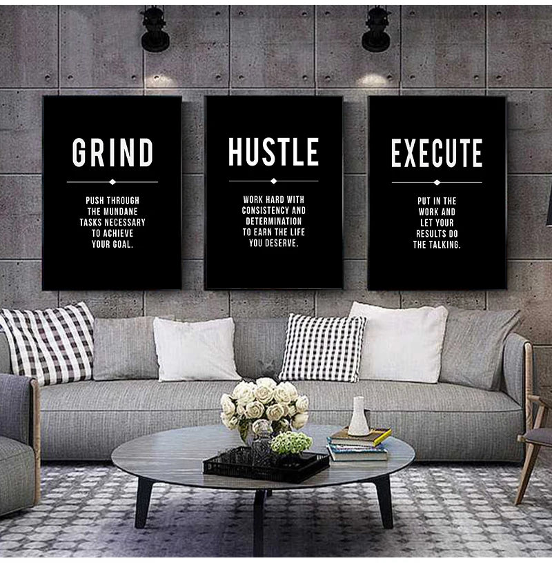 Motivational Canvas Wall Art – Grind Hustle Success