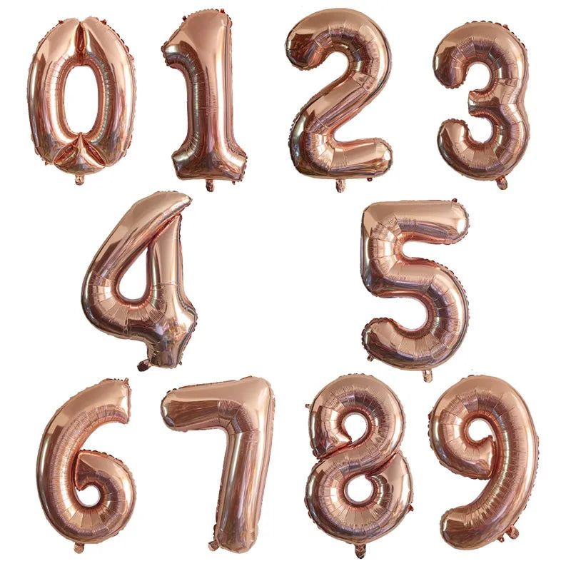 Gradient Rose Red Foil Number Balloons for Birthday & Party Decor