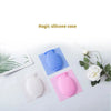 Three silicone vases in blue, pink, and white are displayed on a white background.