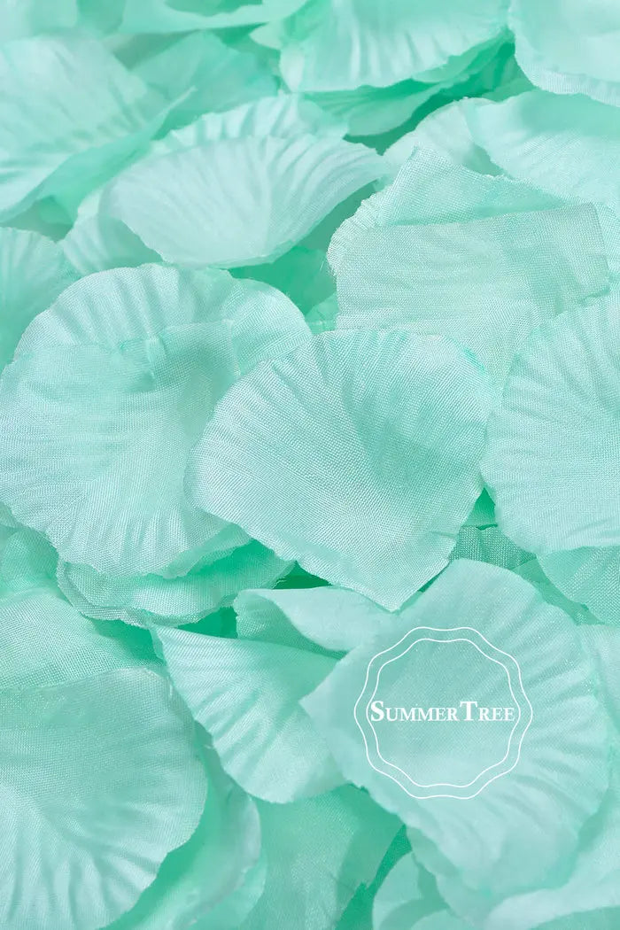 Light mint green silk rose petals for weddings and events