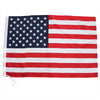 A large American flag banner featuring the stars and stripes design.