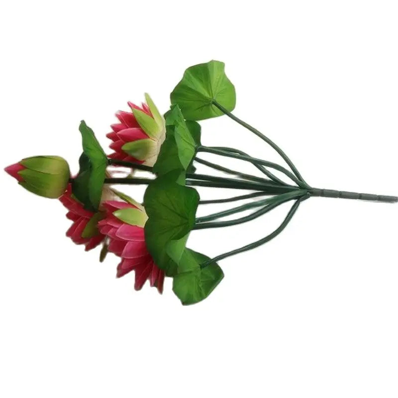 Artificial lotus flower bunch with green frog accent
