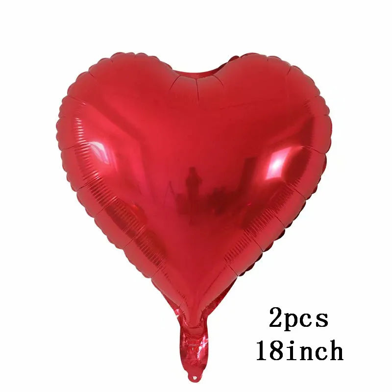 Globo de látex rojo en forma de corazón brillante, de 45 cm, con dos globos