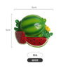 A set of realistic, cute 3D fridge magnets shaped like a sliced watermelon and a green cucumber.
