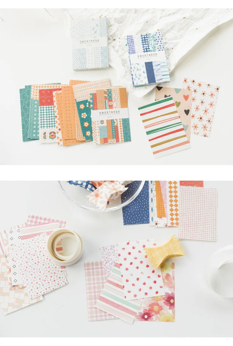 A collection of colorful decorative memo pads and cards in various patterns and colors.