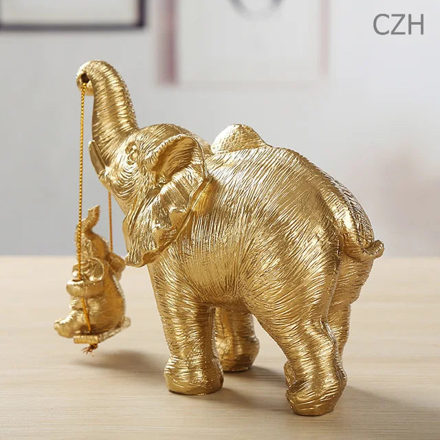 Handcrafted Resin Elephant Family Figurine