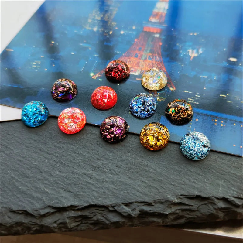 Round Resin Cabochons with Gold Foil for Jewelry Making