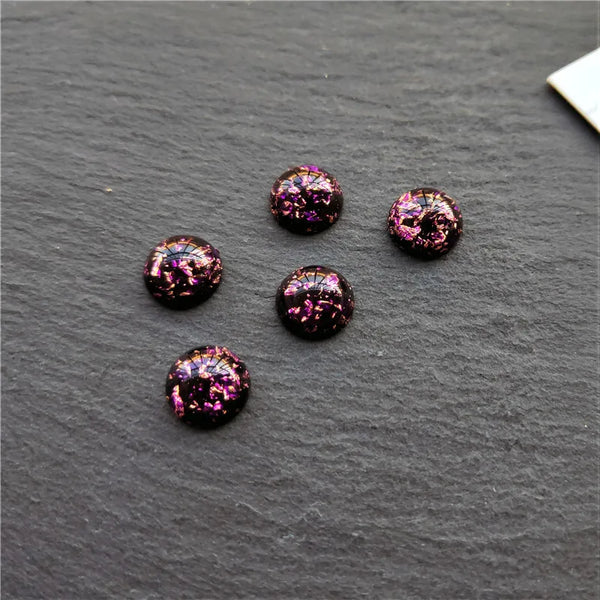 Round Resin Cabochons with Gold Foil for Jewelry Making
