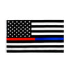 A flag design featuring the American flag pattern with a thin blue and red horizontal line tribute.