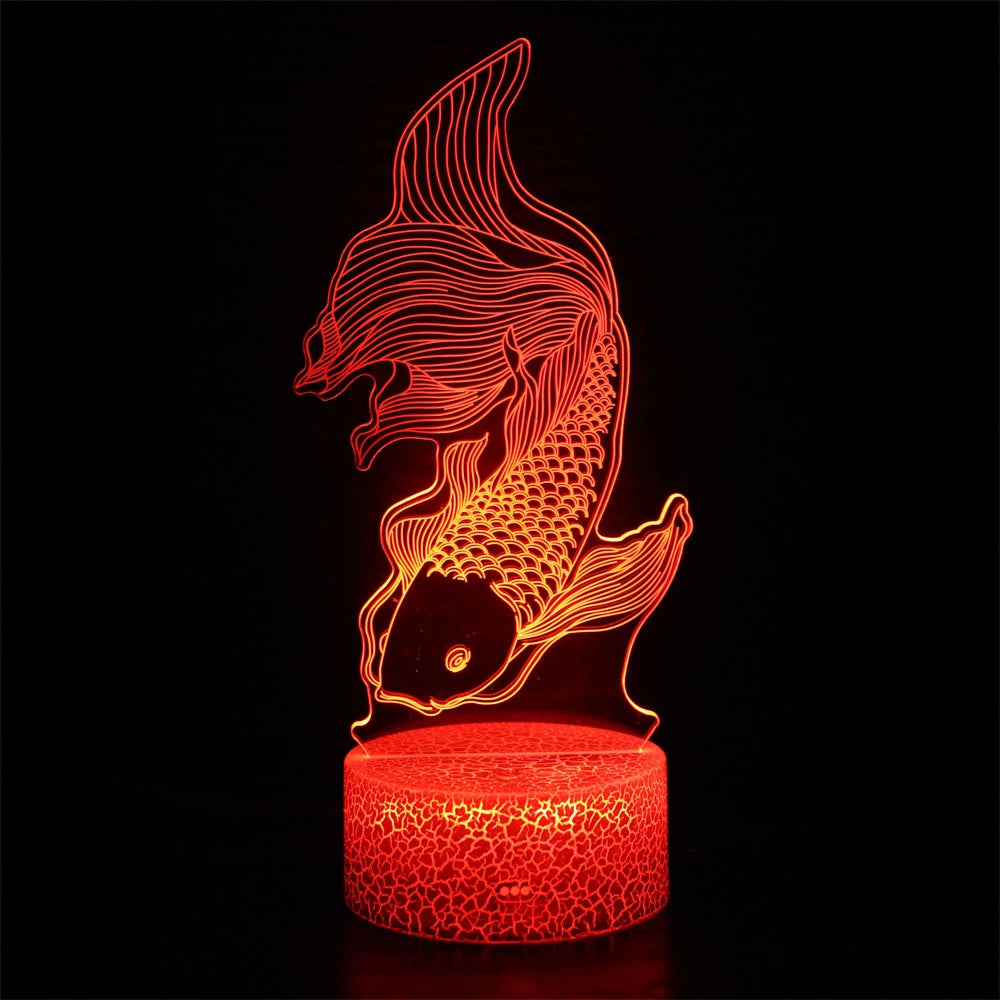 3D Fish LED Night Light with Remote and Touch Controls