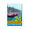 Vintage poster advertising the 1968 Mans race on a racetrack with a crowd and cars.