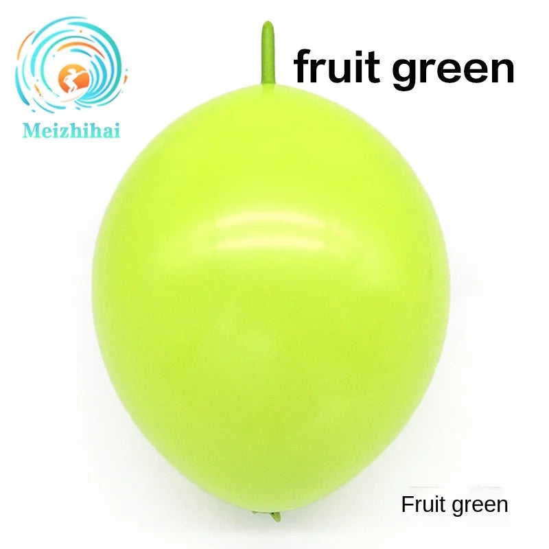 A bright lime green latex balloon is shown against a white background.