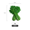 A vibrant green celery stalk with leafy tops shown next to dimension lines.