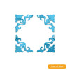 A set of blue 3D acrylic mirror wall stickers featuring decorative swirling designs.