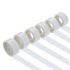 Rolls of gold foil letter balloons for parties and celebrations displayed in a row.