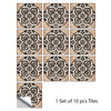 A set of ten decorative mandala tiles for peel and stick wall art