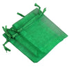 Green organza drawstring gift pouches for jewelry, candy, or party favors