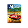 Poster advertising the 24 Hours of Mans race on June 23-24, 1962, featuring a red classic racing car.
