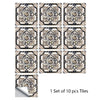 A set of ten decorative mandala tiles for peel and stick wall art
