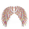 A pair of large, iridescent sequin wing patches for DIY sewing or iron-on embellishment.